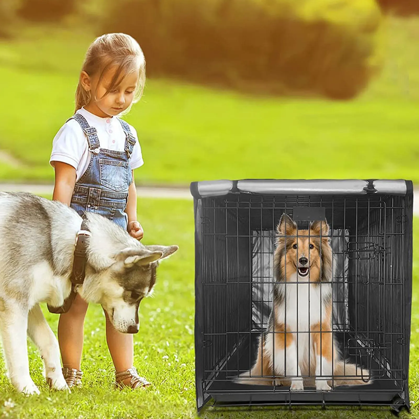 210D Oxford Pet Dog Cage Cover Dustproof Waterproof Kennel Outdoor Foldable Small/Medium/Large Dogs Cage Universal Accessorios