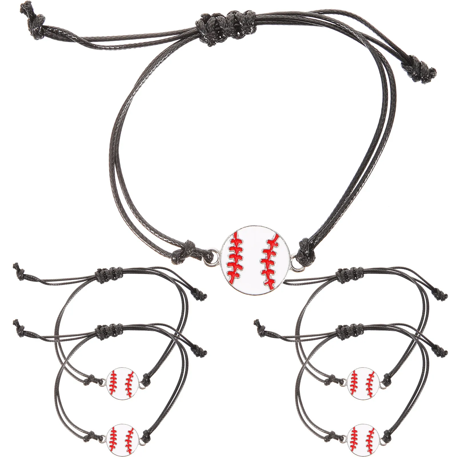 5Pcs Sports Ball Bracelet Alloy Wax String Wrist Bracelet for Fans Stylish Creative Wear-Resistant Fashion Jewelry Gift