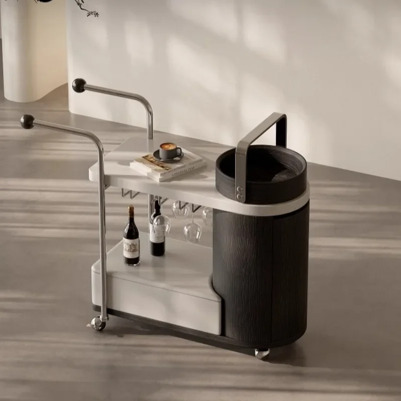 

A few wheeled trolleys on the side of the movable sofa