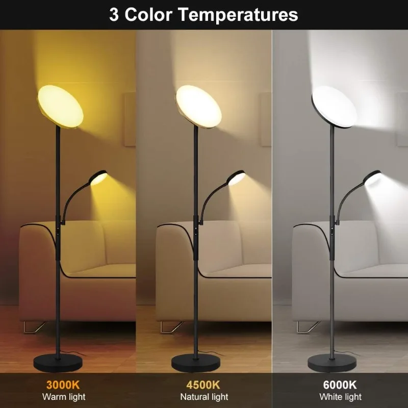 Floor Lamp LED Floor Lamps for Living Room Bright Lighting, 27W/2000LM Main Light