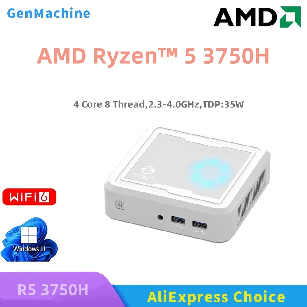 

AMD Mini PC Windows 11 Gamer Diy Gaming Computer Ryzen 3750H Computer DDR4 8G RAM+256G ROM M.2 2280 NVMe WIFI 5 Gemachine RGB