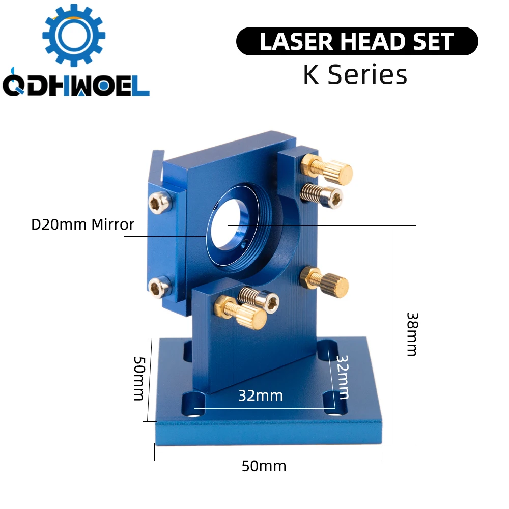 QDHWOEL-Juego de cabezales láser CO2 Serie K con lente, primer y segundo montaje de espejo de 20mm para máquina cortadora de grabado láser K40 2030