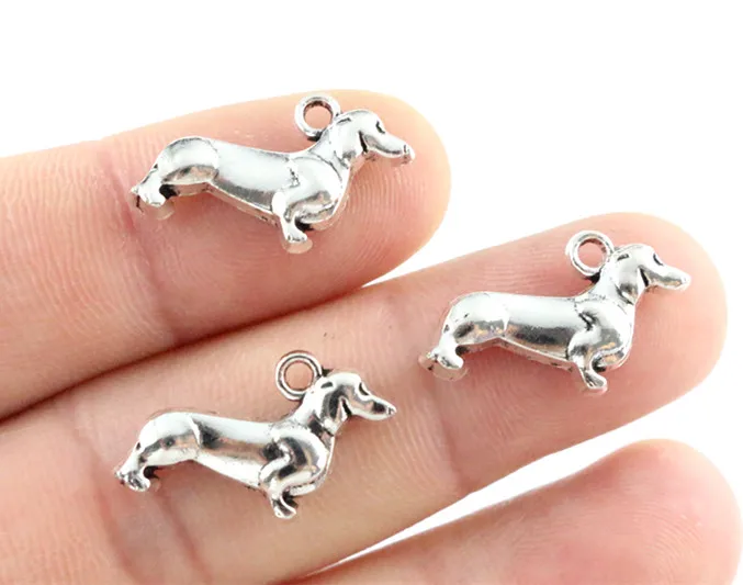 22x13mm 30pcs Antique Silver Plated Dog Handmade Charms Pendant:DIY for bracelet necklace-Q5-28