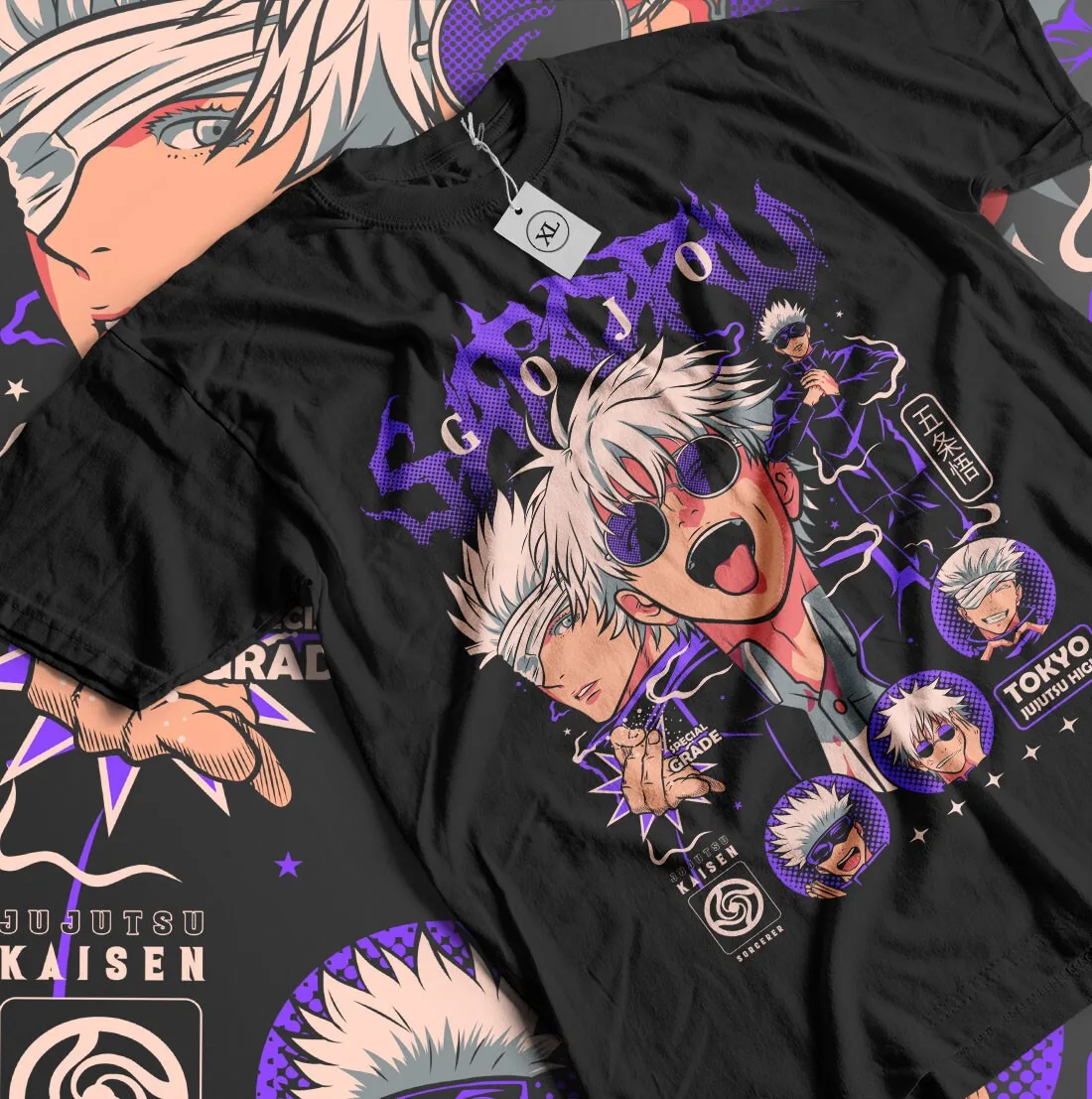 2026 Sommer Jujutsu Kaisen Anime Satoru Gojo Bedrucktes Lockeres Kurzarm-T-Shirt aus Reiner Baumwolle für Kinder Trendiges Unisex Casual Y2k