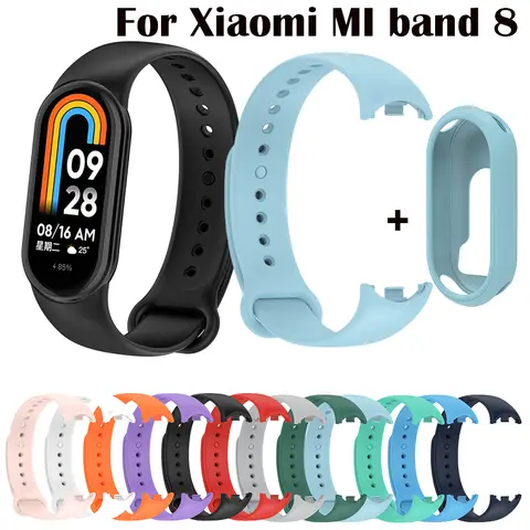 Cinturino per Xiaomi Mi Band 8 SmartWatch cinturino sportivo morbido in silicone per xiaomi miband 8 cinturino cinturino da polso braccialetto e custodia
