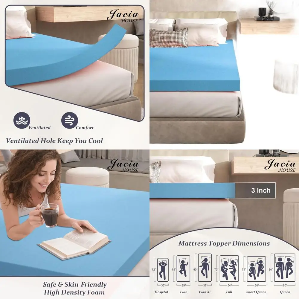 

Наматрасник 3 RV Queen — плюшевый, для снятия давления, сертифицированный сертифицированный в США, синий коврик для кемпера