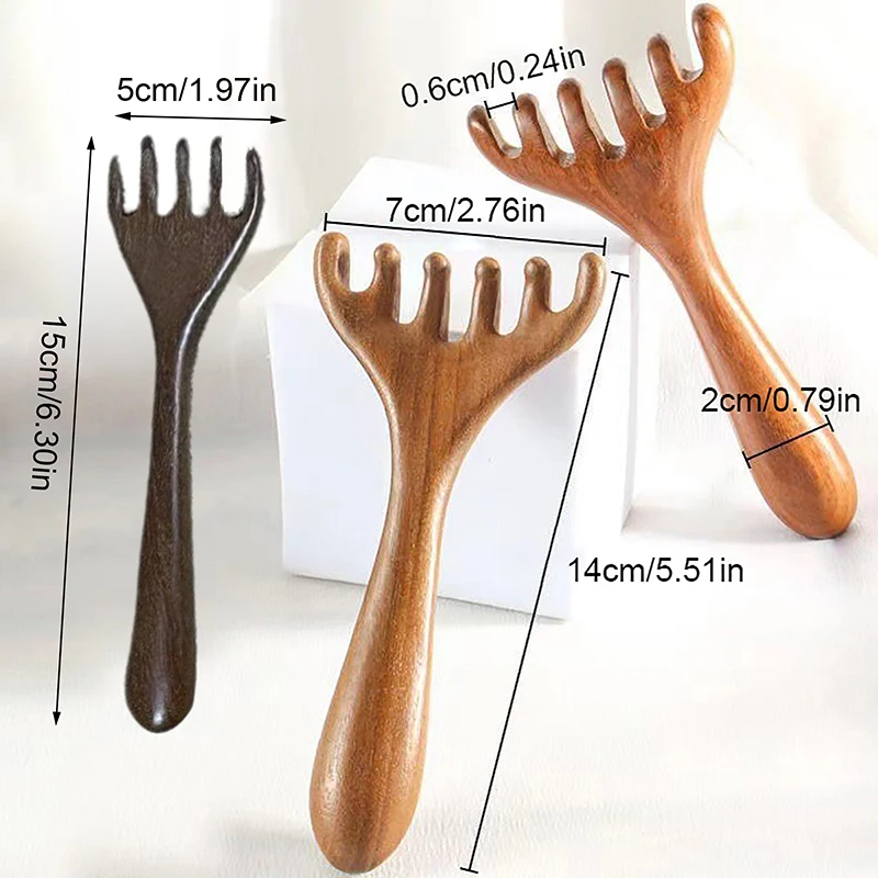 Body Meridian Massage Comb Sandalwood Deer Antlers Wide Tooth Acupuncture Help Blood Circulation Anti-static Smooth Hair