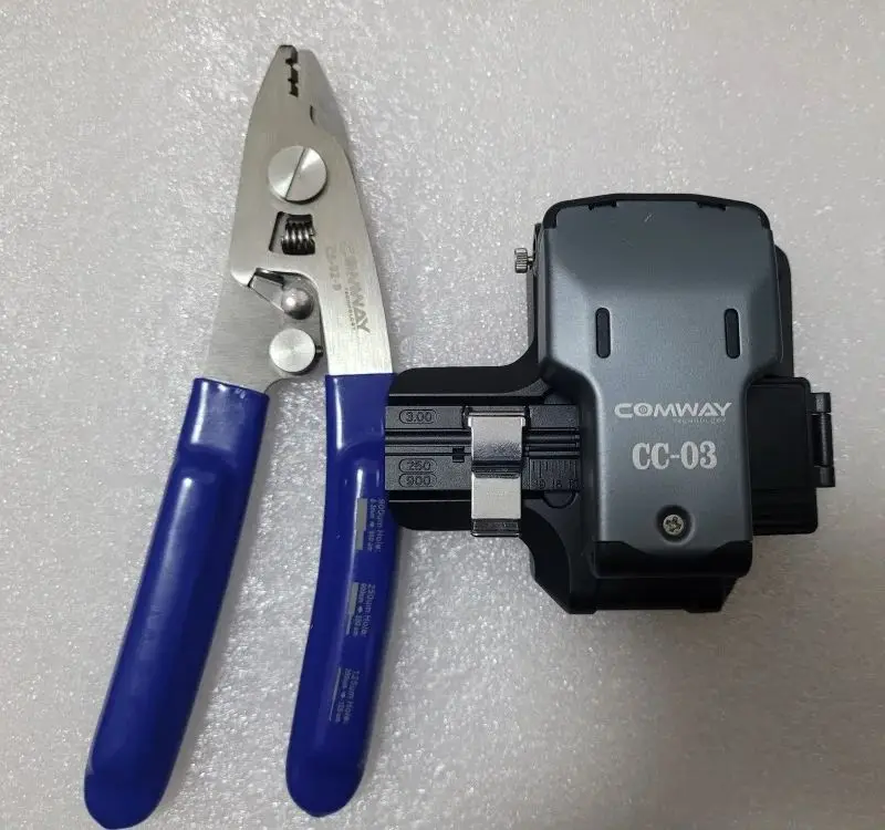 COMWAY CC-03 High Precision One-step Fiber Cleaver with Auto-Rotating Blade + 3 Port Fiber Stripper CS-02-B