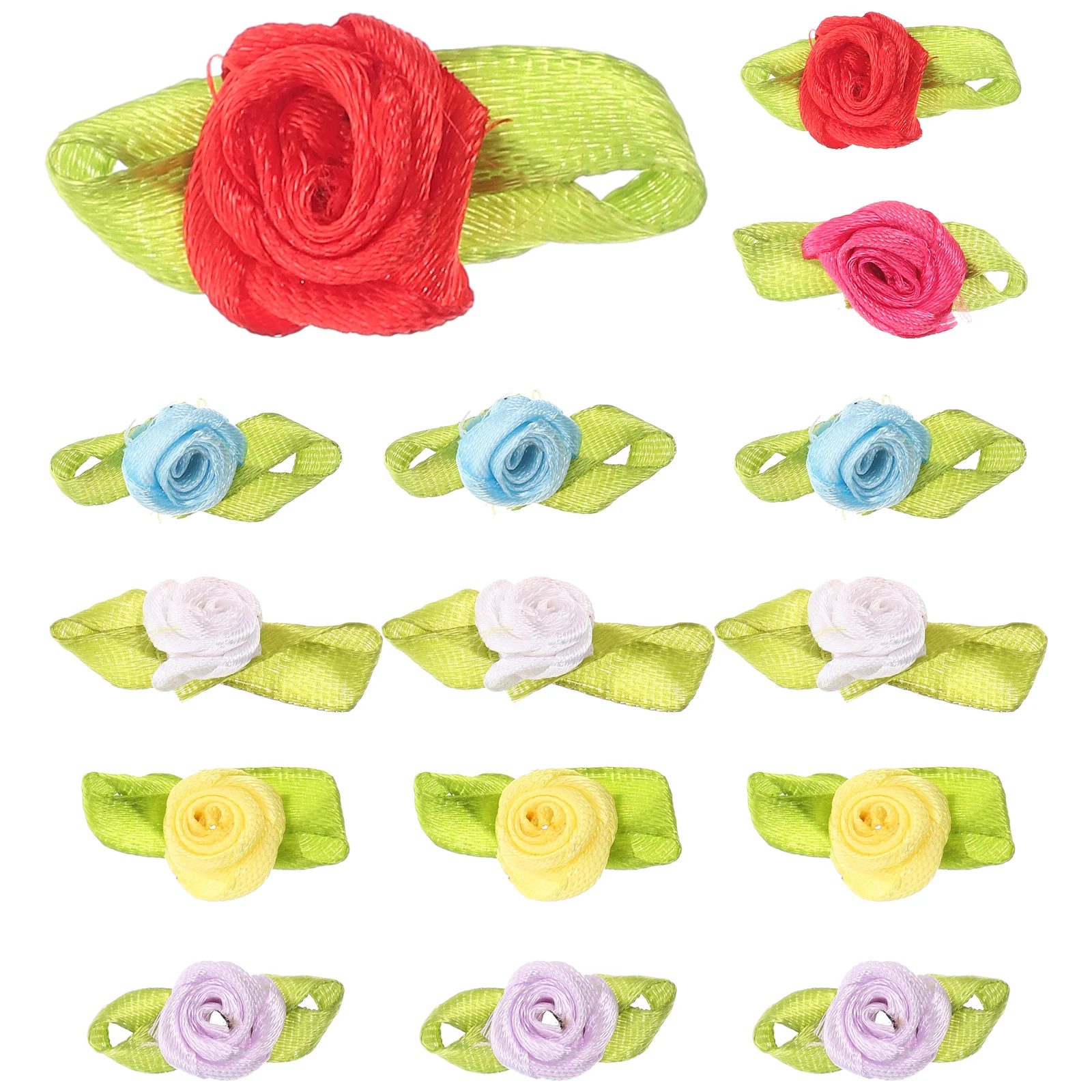 

200 Pcs Ribbon Roses Flower Garland Mini Craft Artificial Polyester DIY Fabric Flowers Handcrafted Sewing Multicolor