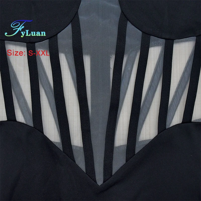 Lange jurk pure mesh patchwork dames lange jurk sexy bodycon doorzichtige volledige mouw stretch bodycon party club vakantie outfit