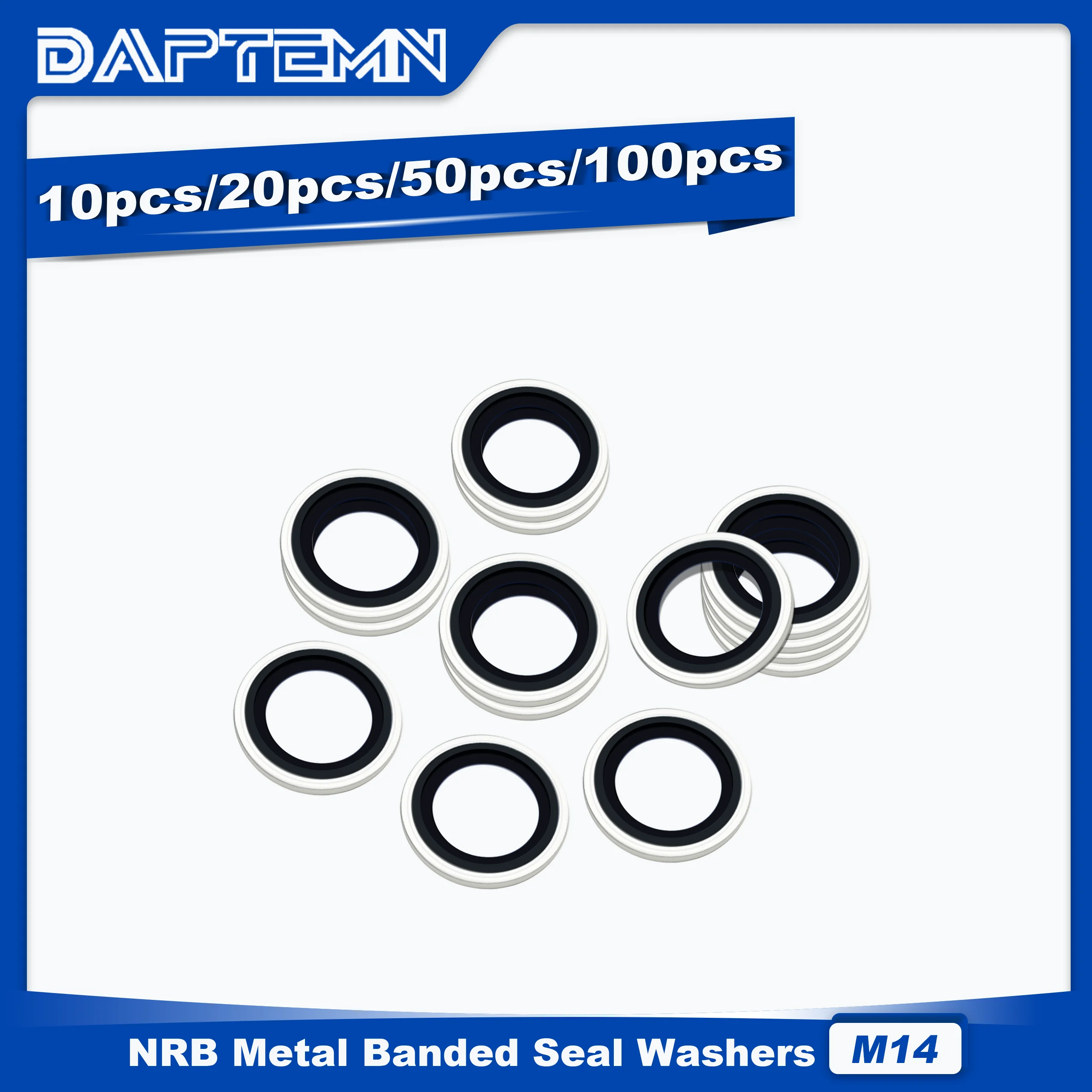 

M14 Bonded Sealing Washers, NBR Zinc-Plated Automotive Self-Centred Seal Rubber Washer, Crash Washers 10PCS 20PCS 50PCS 100PCS