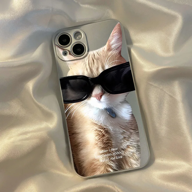 Funny Sunglasses Dog Cat Phone Case for IPhone 11 13 14 15 16 Pro Max 12 Mini XR XS MAX X Cute Couple Shockproof Back Cover