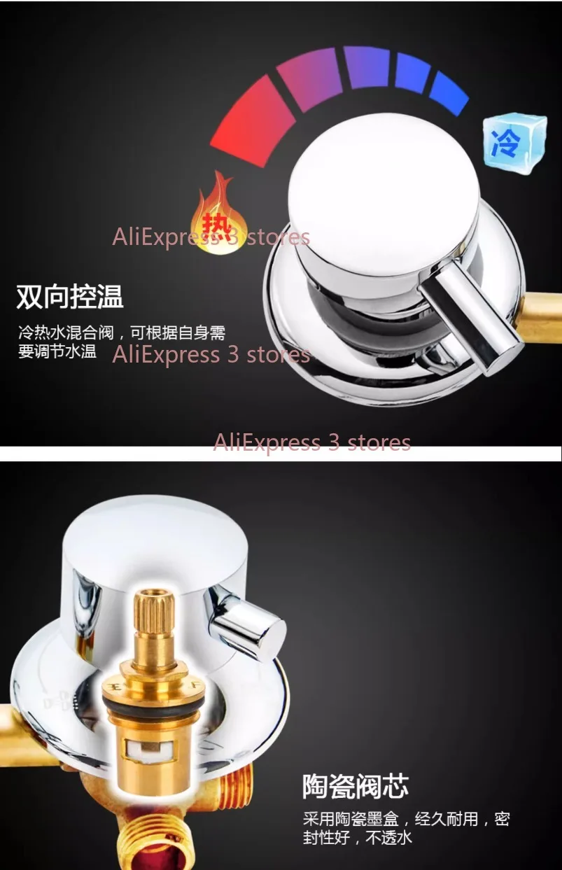 Split Type Thermostatic Shower Cabin Faucet Tap Shower Bath Brass Mixer Diverter 2/3/4/5 Output Screw Thread/Intubation Thermostat Faucets, Brass Core Cartridage(5way,Thread