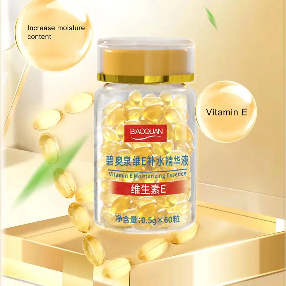 60pcs/bottle Vitamin E Soft Gel Capsules Serum Nutrition Moisturizing Whitening Freckle Face Care Serum Removal Spot Acne