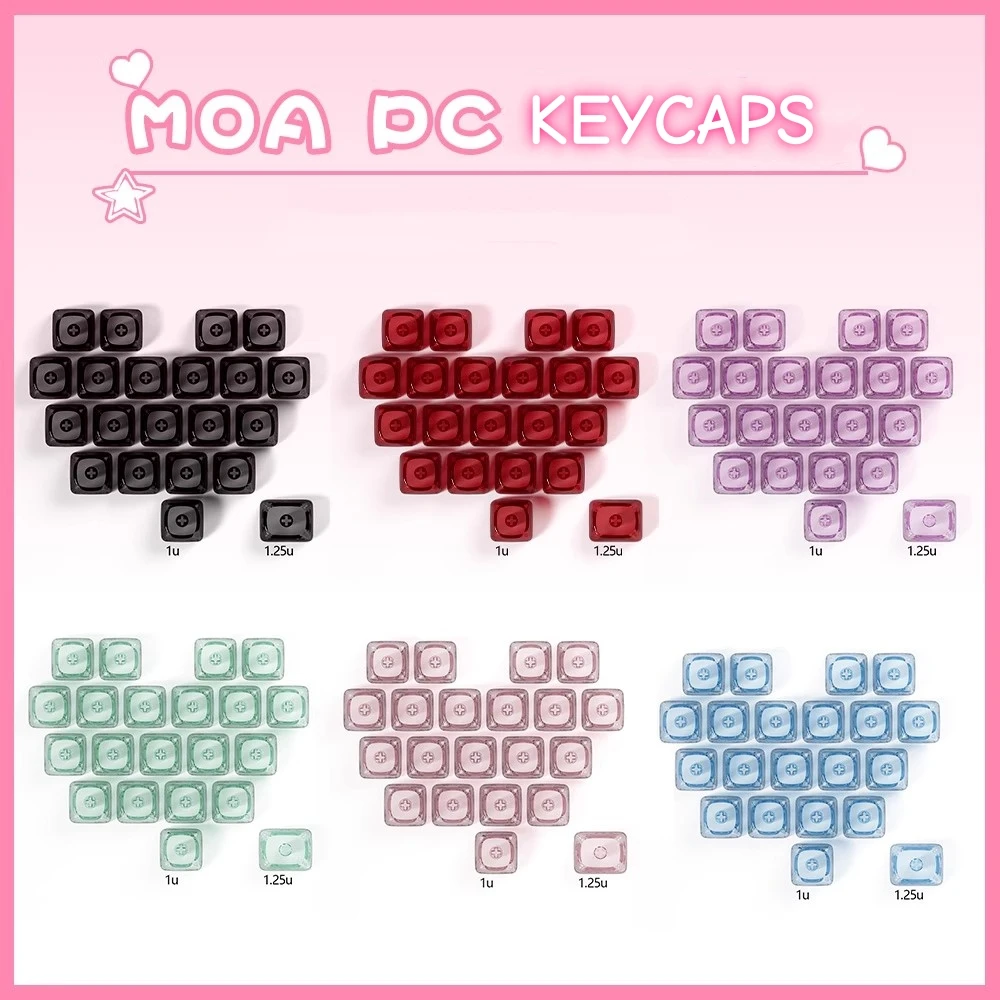21 Keys/set Love Heart Keycaps PC Material DIY Translucent Key Caps MOA Profile Blank Backlit Keycap For MX Switches Keyboard