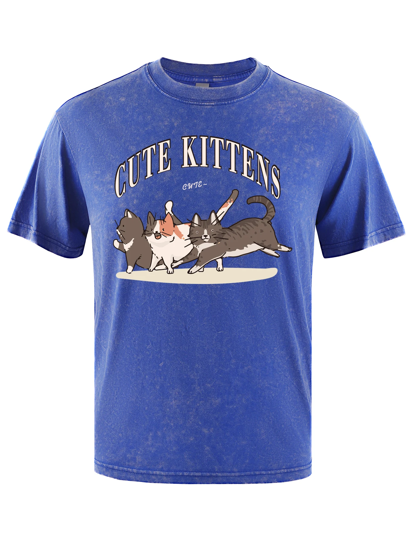 

Милая стираная футболка с принтом «Играющие котята», мужская летняя одежда с круглым вырезом, мягкие хлопковые повседневные свободные новые футболки с короткими рукавами