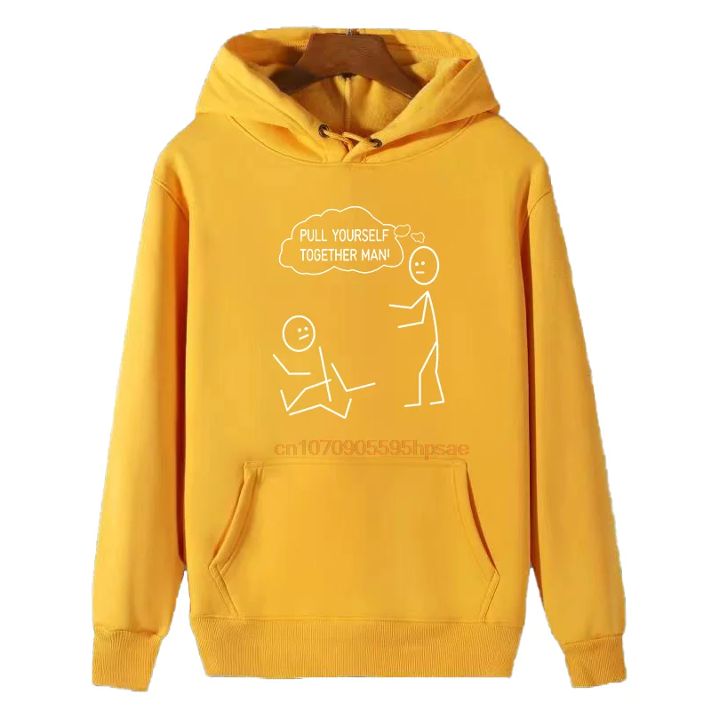 Funny Stick Figure Hooded Shirt Pull Yourself Together Man Humor Graphic Hooded Sweatshirts Fashion Winter Hoodie Sweaters