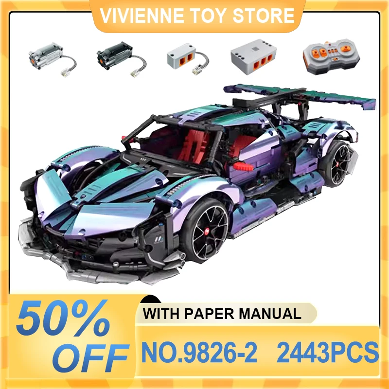 IM.MASTER 9826-2 MOC Technical Vehicles Building Blocks RC Super Sports Car Brick DIY Puzzle Assembly Toy Christmas Gift For Kid