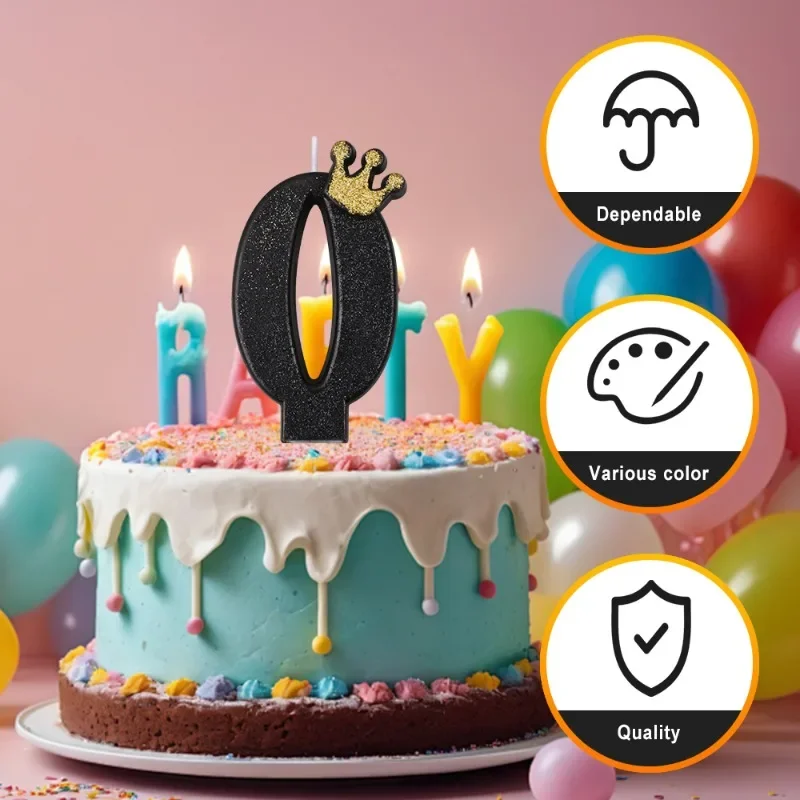 

Black Crown Number Candle 9CM Number