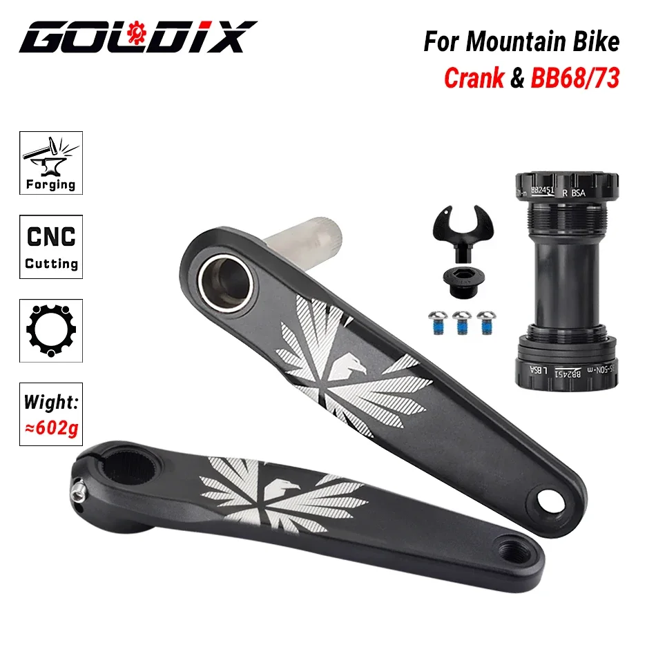 GOLDIX Fiets Crankstel 170/175mm Crank lengte 0mm Offset Direct Installeren Kettingblad 30/32/34/36/38T Voor Mountainbike Crankstel