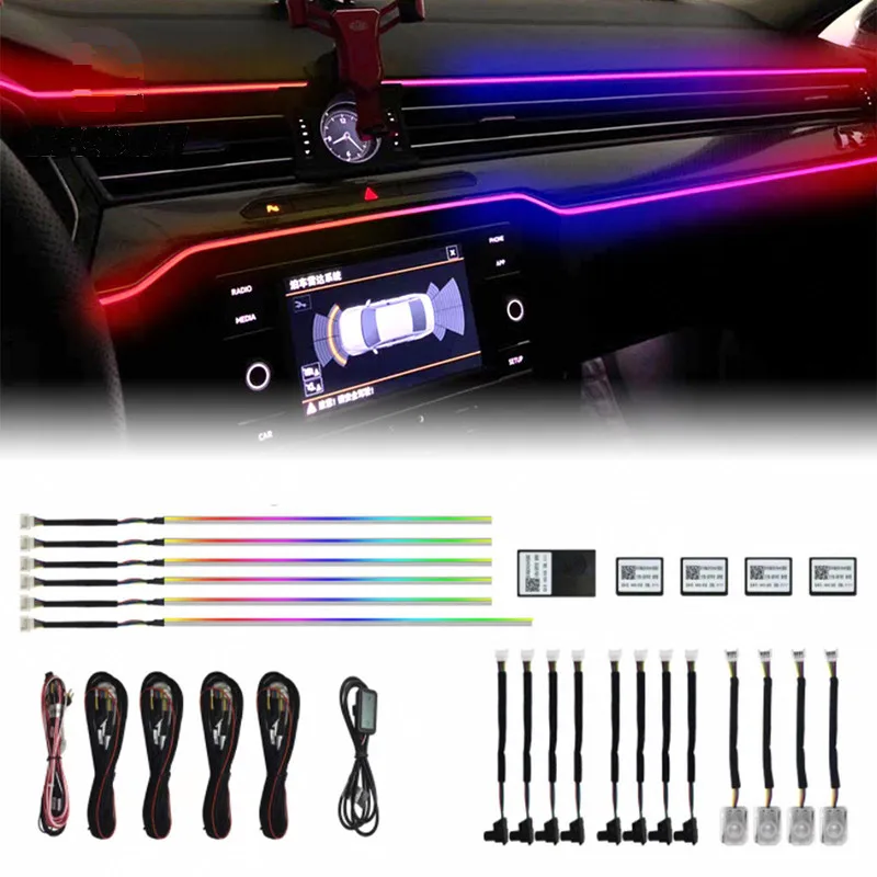 Auto Universal Symphony Streamer Atmosphere Light 18 in 1 LED RGB APP Control Multi-Color  Creative Decorative Ambient Lamp