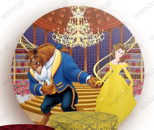 Beauty And The Beast Belle Round Cover Princess Belle Girls Birthday Backdrop Disney Beauty And The Beast Cylinder Cover Prop
