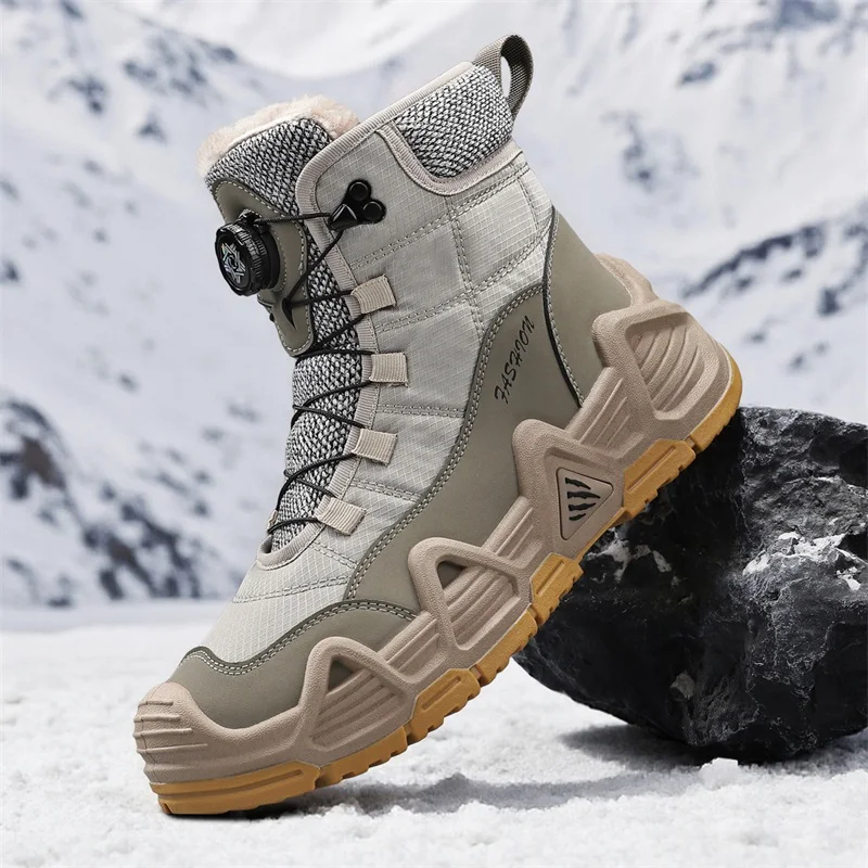 Warm Fur Outdoor Mens Combat Tactical Desert Boots Male Field Hunting Hiking Shoes Climbing Training Waterproof Sports Shoes