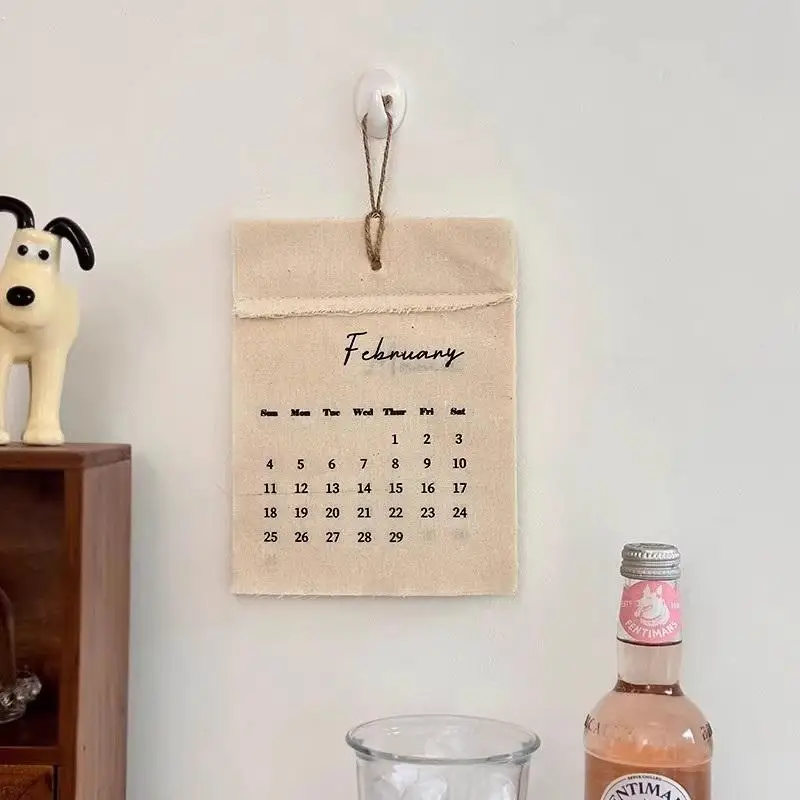 

Hot Sale 2026 Canvas Hook-Style Fabric Calendar Wall Calendar, High-Value Retro Style, Instagram-Worthy Wall Calendar Decoration