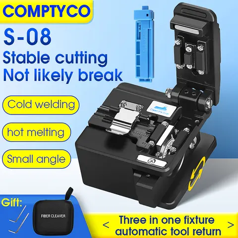 COMPTYCO S-08 섬유 절단기 FTTH 케이블 광섬유 절단 칼 3-in-one 클램프 슬롯 16 표면 블레이드