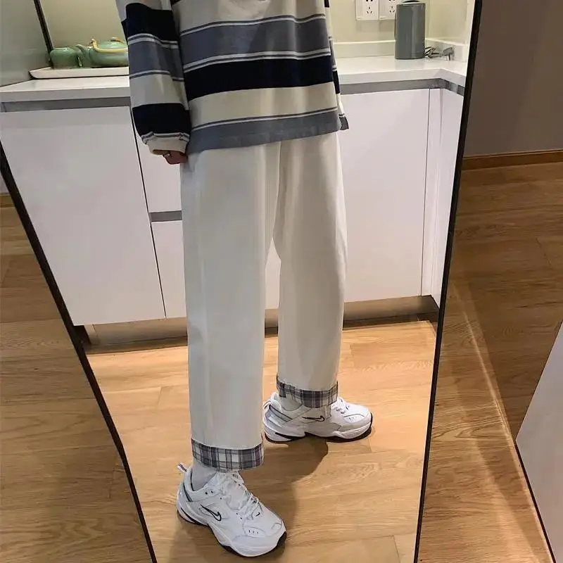 Men's Summer Casual Pants Loose Fit Straight Leg Cropped Trousers Lightweight Breathable Fashion Long Pants