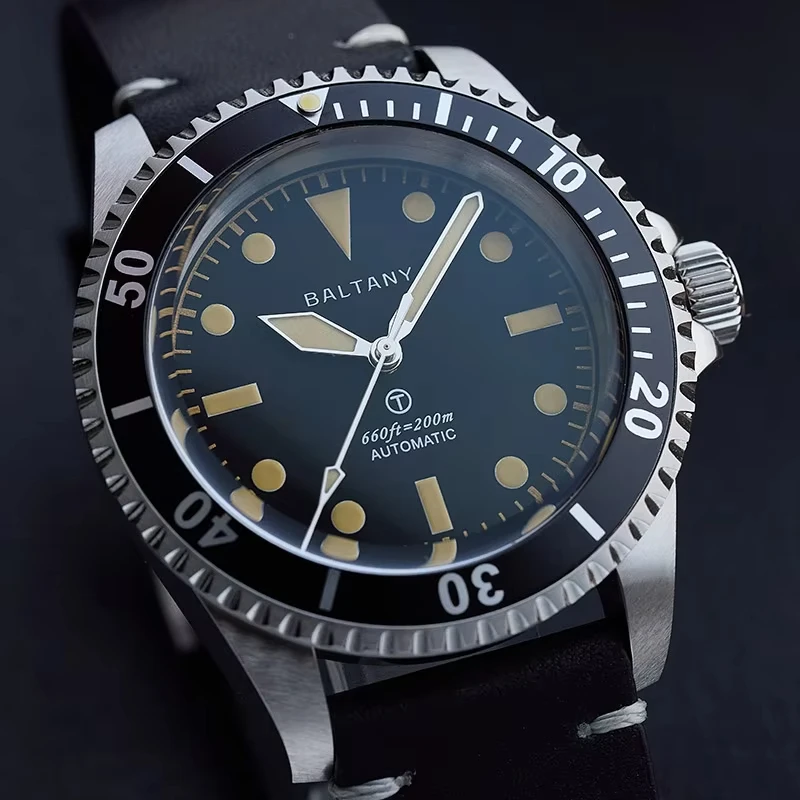 

Diver Watch MilSubmariner Homage S3075 Sapphire Waterproof 20Bar Leather strap Classic Automatic Mechanical Wristwatch Men gifts