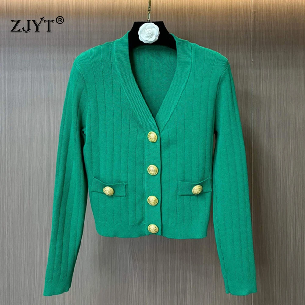 

ZJYT модный женский осенне-зимний кардиган, свитера с длинными рукавами, однотонные вязаные топы, трикотаж с v-образным вырезом, Джерси Mujer, новинка 2023 г.