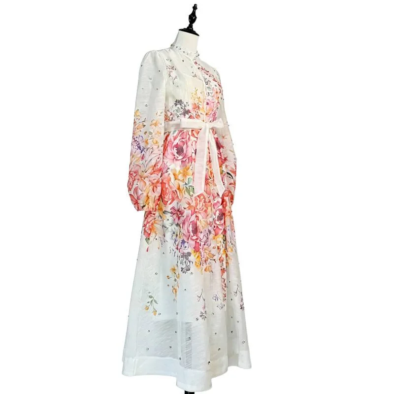 ชุดเดรสยาวผ้ากำมะหยี่พิมพ์ลายดอกไม้สไตล์อังกฤษ ดีไซน์เอวสูง แฟชั่นทันสมัย เหมาะกับทุกโอกาส สำหรับผู้หญิง