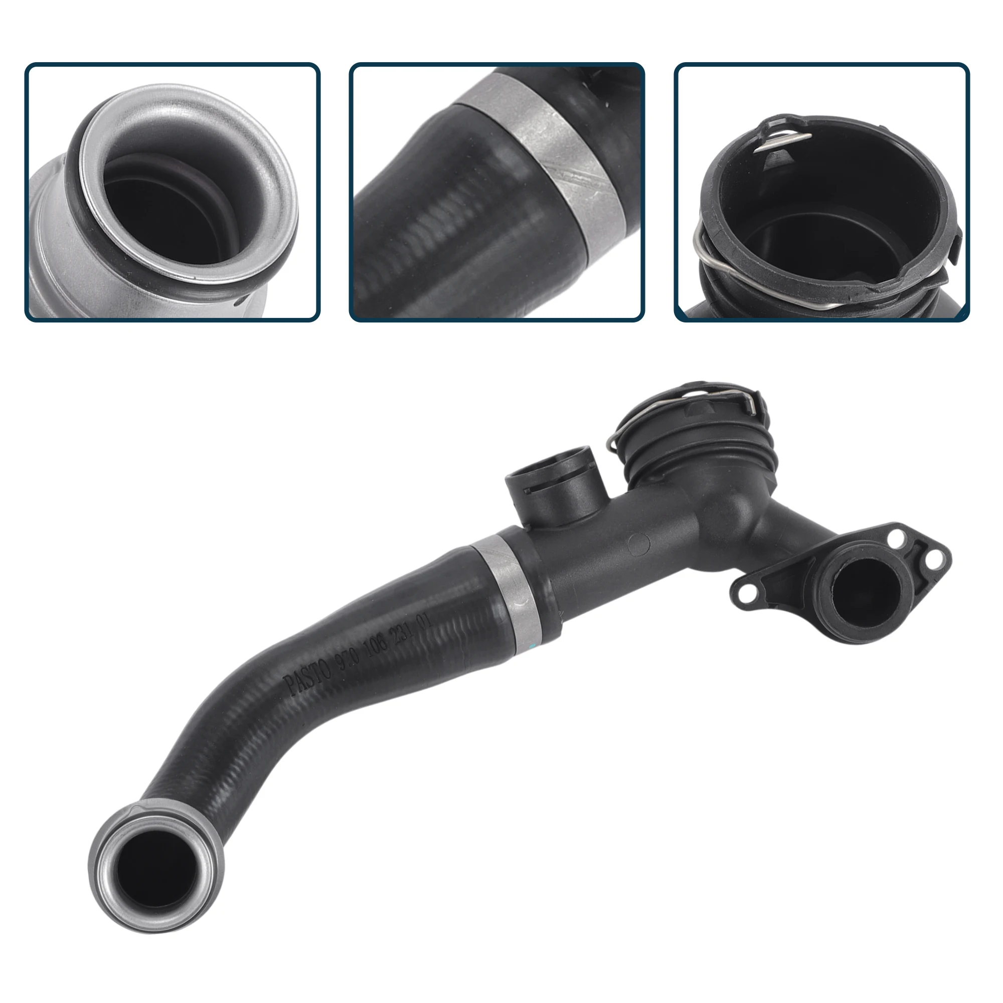 

UXCELL Radiator Hose Heater Hose No. 97010623101 for Porsche Panamera 2013 Rubber Coolant Pipe Black 1 Pc