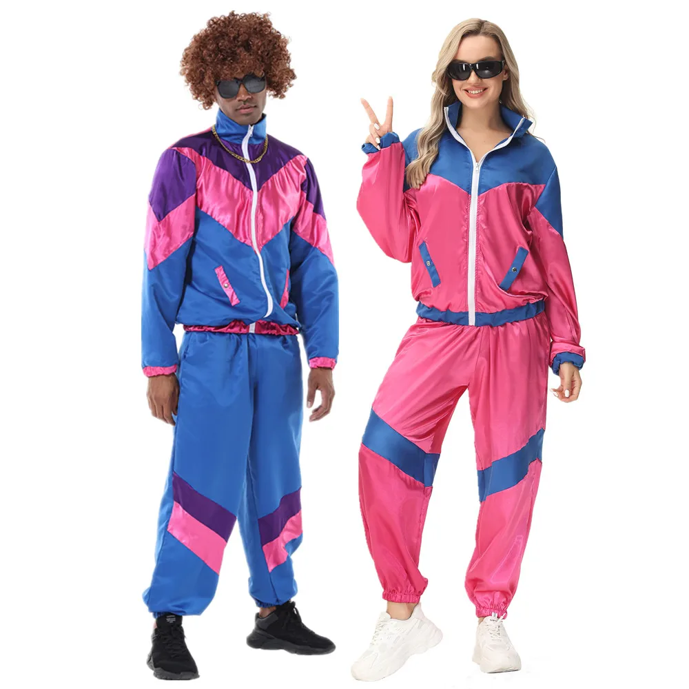 Couple Halloween Costumes Carnival Party Hippie Vintage 70s 80s Clothing Suit Rock Disco Men Women Hippies Cosplay Costume