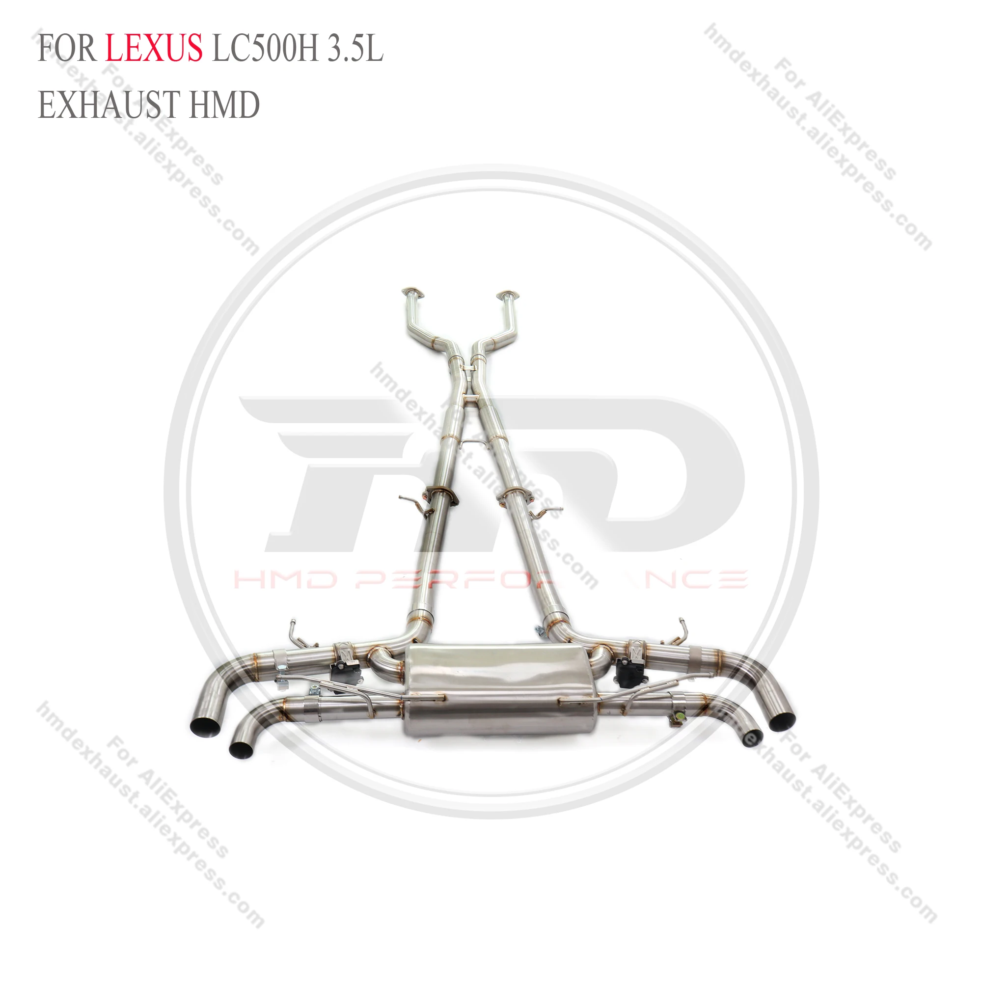 HMD المبيعات الساخنة نظام العادم الفولاذ المقاوم للصدأ عادم Catback لكاتم الصوت LC500h 3.5L مع تصميم صمام إلكتروني X-pipe