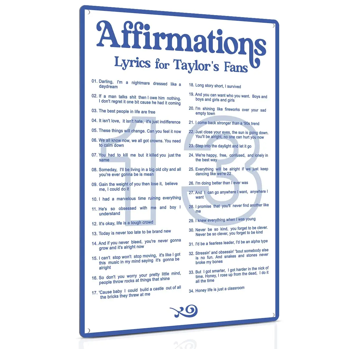 Affirmations Lyrics Metal Sign Aesthetic Music Album Wall Art Gifts for Fans Posters for Home Bedroom Wall Decor 8 x 12 Inch