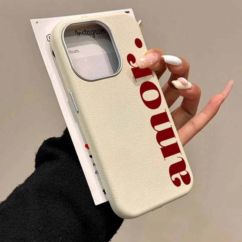 The Red Artistic Letter Lichee Pattern Phone Case For iPhone 18 17 16 Pro Max Air 15 14 13 12 11 XS X XR 7 8 Plus 16e Soft Cover