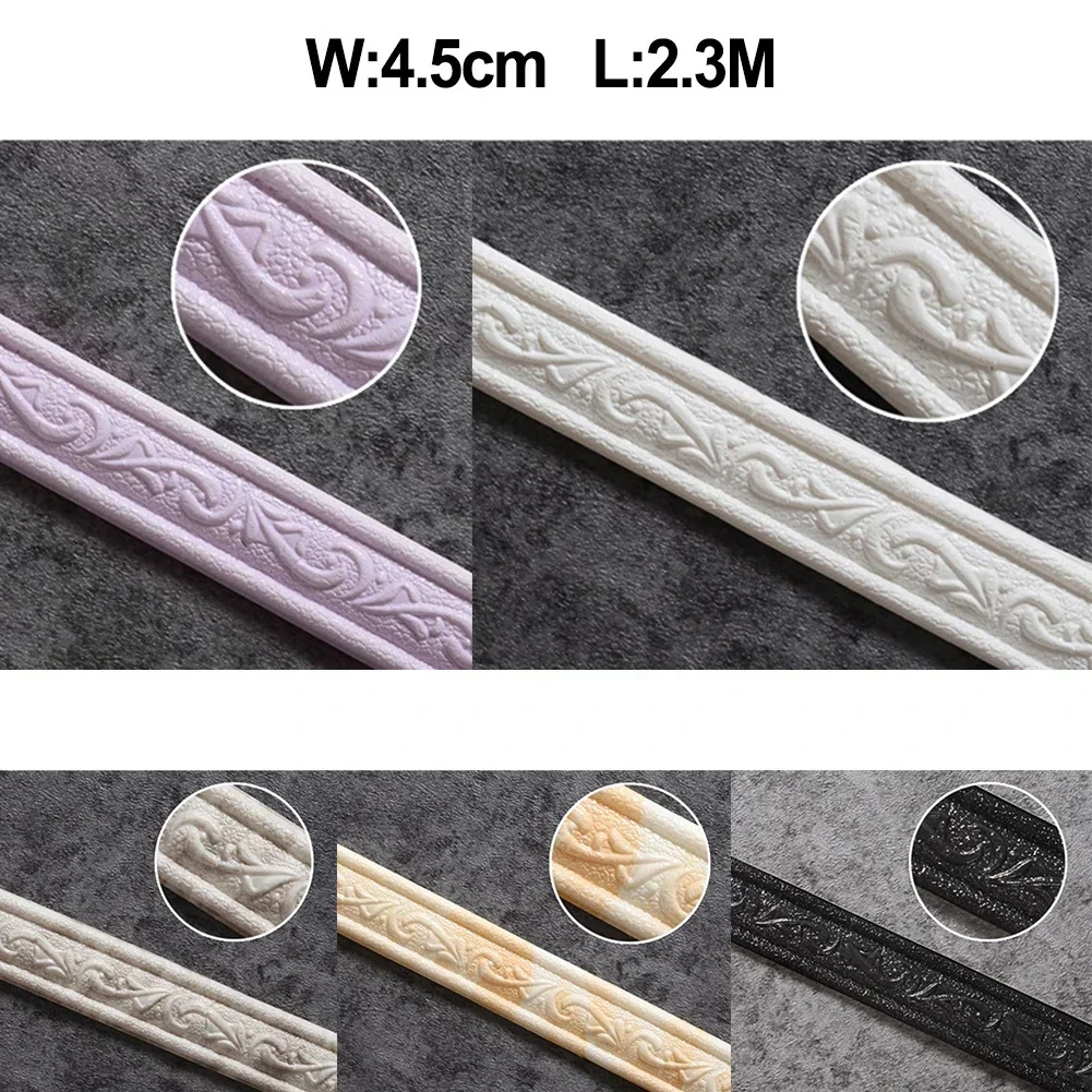 230cmX8cm Self-Adhesive 3D Wall Sticker Waist Line Skirting Line Three-Dimensional Foam Edge Border Waterproof Wall Border Decor