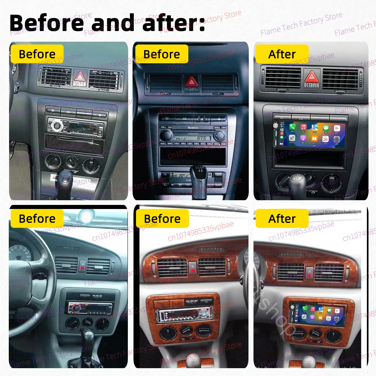 Carplay Android for Skoda Octavia 1 I MK1 1U 1996-2004 1Din Car Stereo 6.86 Screen GPS Navigation Multimedia Autoradio Radio