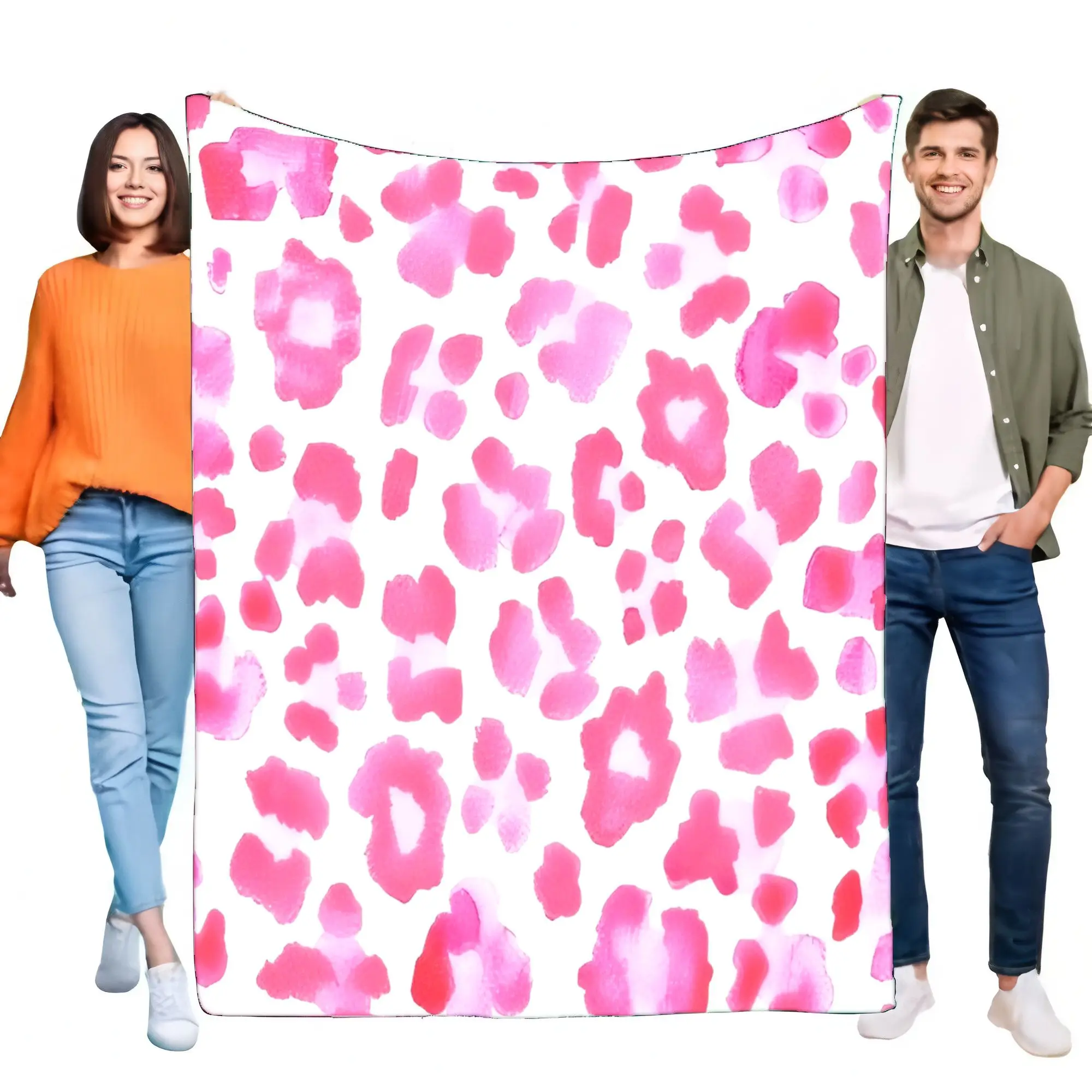 Pink Leopard Print Blanket Cozy Soft Plush Throw for Living Room Bedding, Lightweight Sofa Cover, Perfect Gift for Friends and F