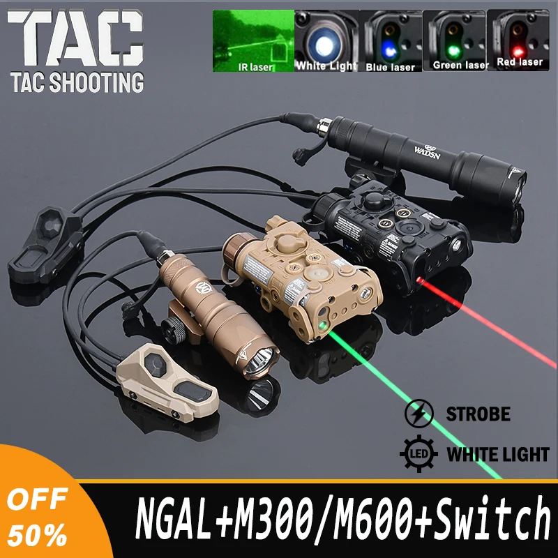 

WADSN Tactical NGAL Nylon Plastic Red Green Blue Laser IR Pilot Lamp White Light Strobe M300 M600 Flashlight Airsoft Accessroy