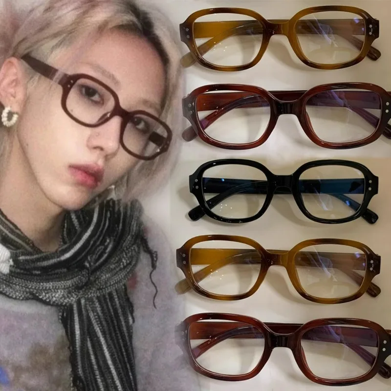 Retro Red Square Frame Eyeglass Women Computer Reading Glasses Clear Blue Light Blocking Eyewears Vintage Decorative Goggles