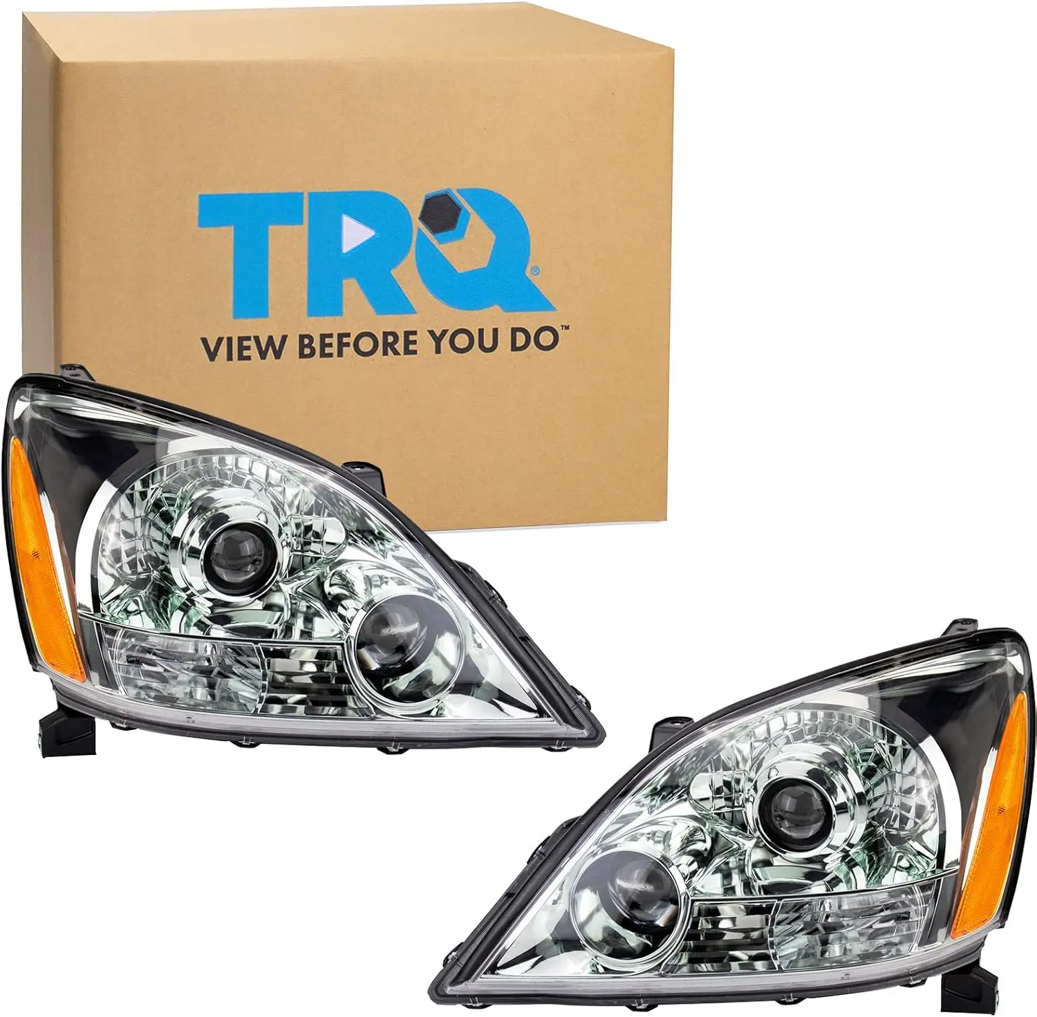 TRQ Headlight Assembly Set Headlights Driver & Passenger Side Halogen Compatible with 2003-2009 Lexus GX470 LX2502124 LX2503124