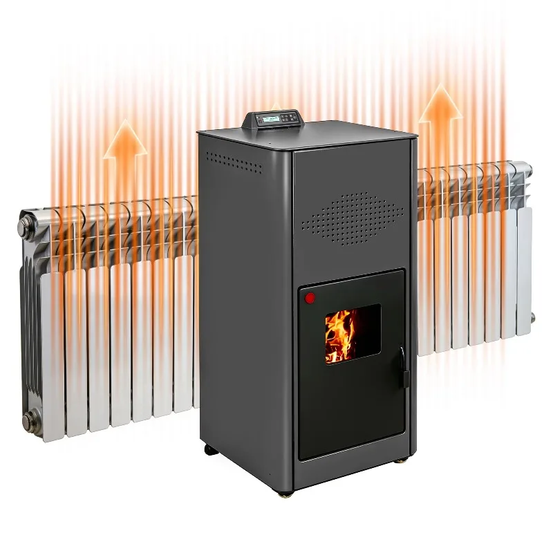 WiFi Smart 30KW Pellet Boiler Modern High Efficiency 87.6% Eco-Friendly Freestanding Stove Villa Kitchen Bathroom Outdoor