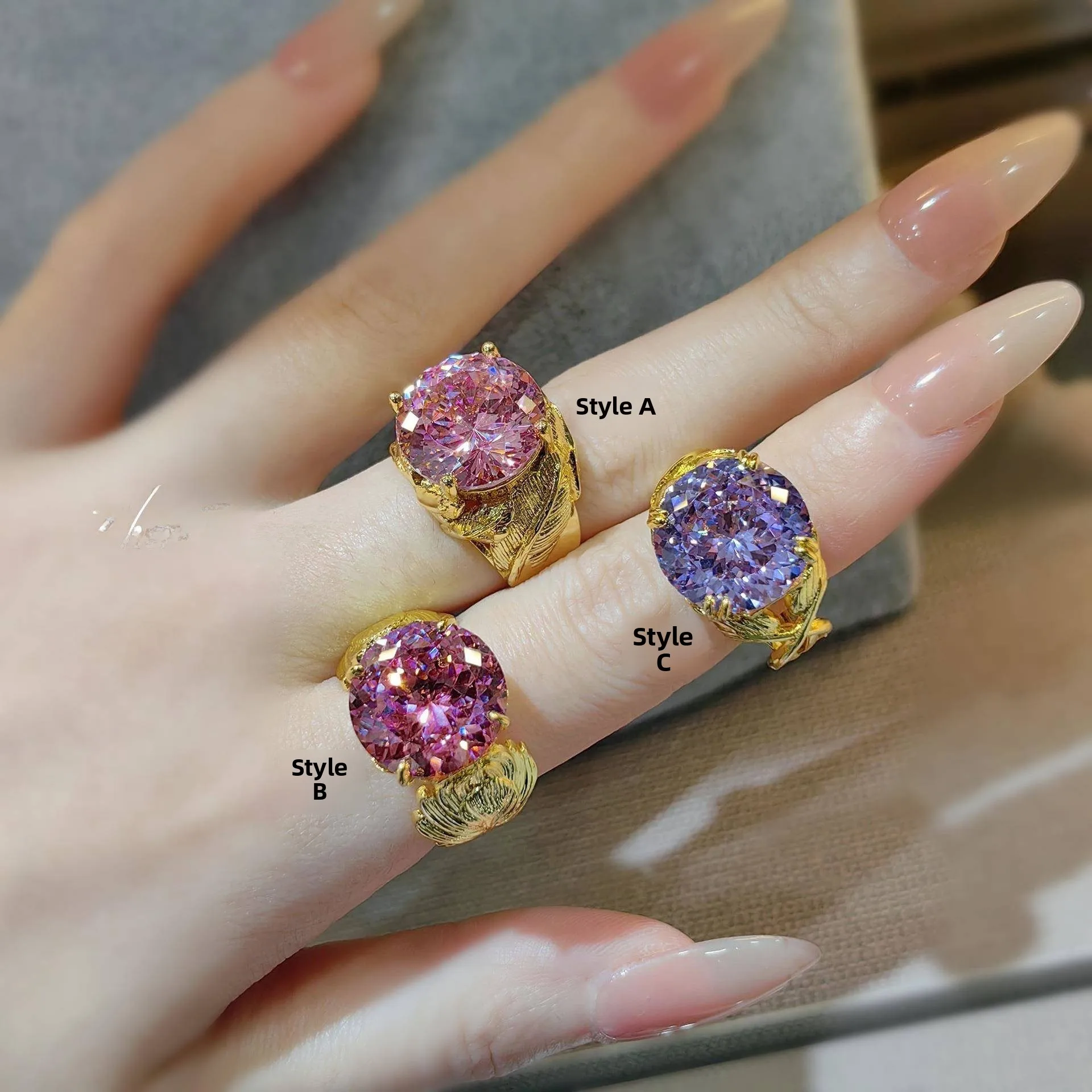 

Ретро-кольцо с матовым покрытием и перьями, роскошное, в дворцовом стиле, с крупным цветным камнем огранки «птичье гнездо», женские ювелирные украшения, модные аксессуары