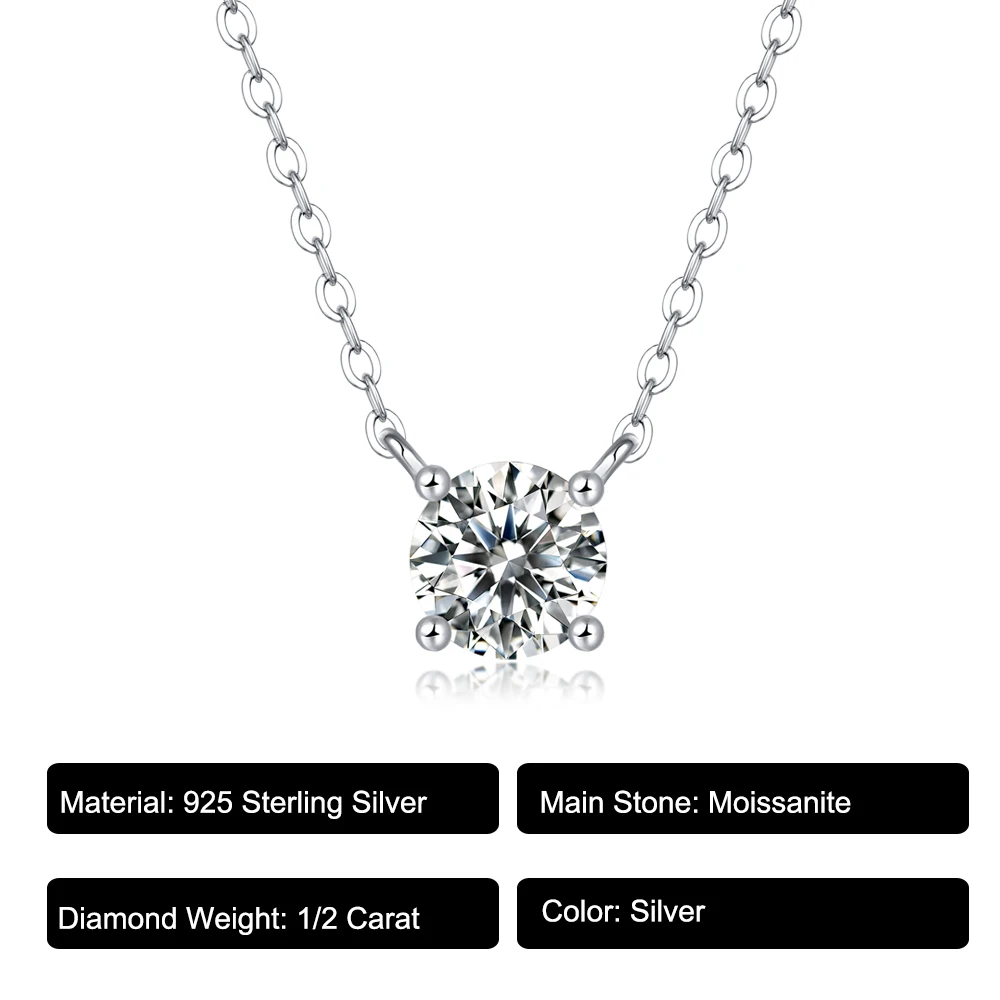 1-2ct Vvs1 D Color Gra Certificaat Moissanite Ketting 925 Soild Sterling Sliver Ketting Fijne Sieraden Voor Vrouw-Voor Altijd