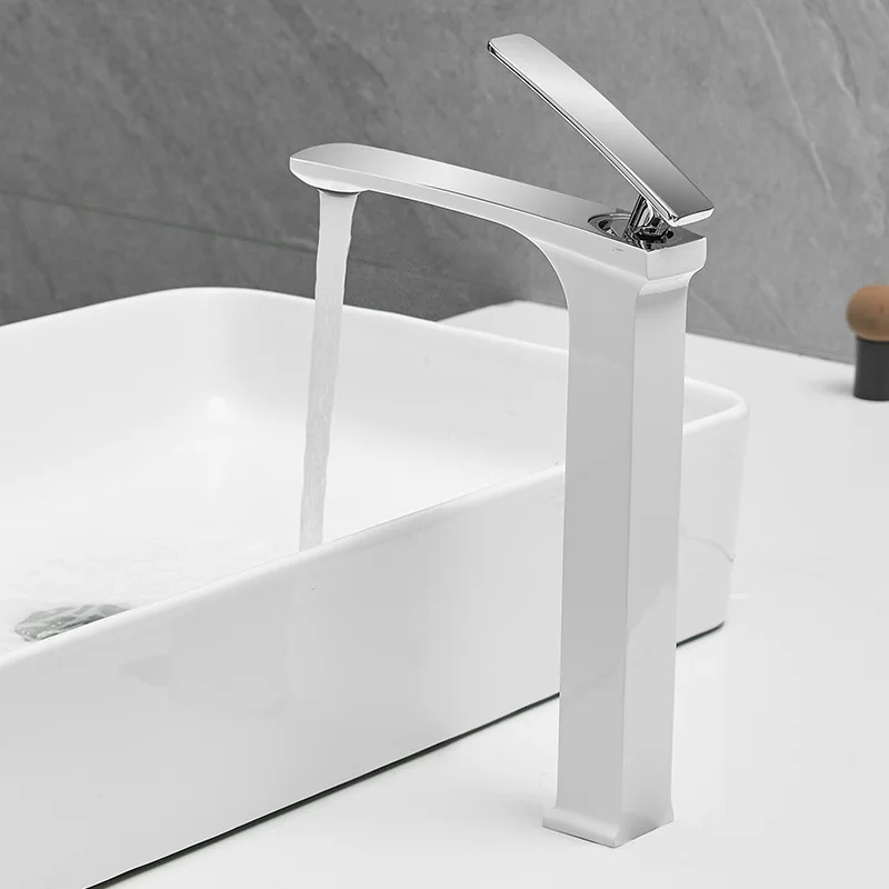 

Bathroom Faucet Brass Basin Faucets Hot & Cold White Black Bathroom Sink Faucet Deck Mounted Lavotory Faucet Mixer Water Tap