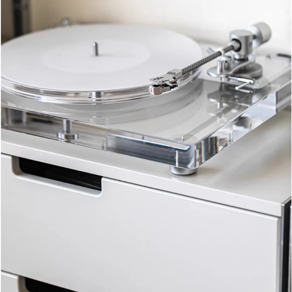 Vinyl Record Player / Dustproof Cover Modern Acrylic Transparent Record Player 33/45RPM Turntables Gramophone Phonograph