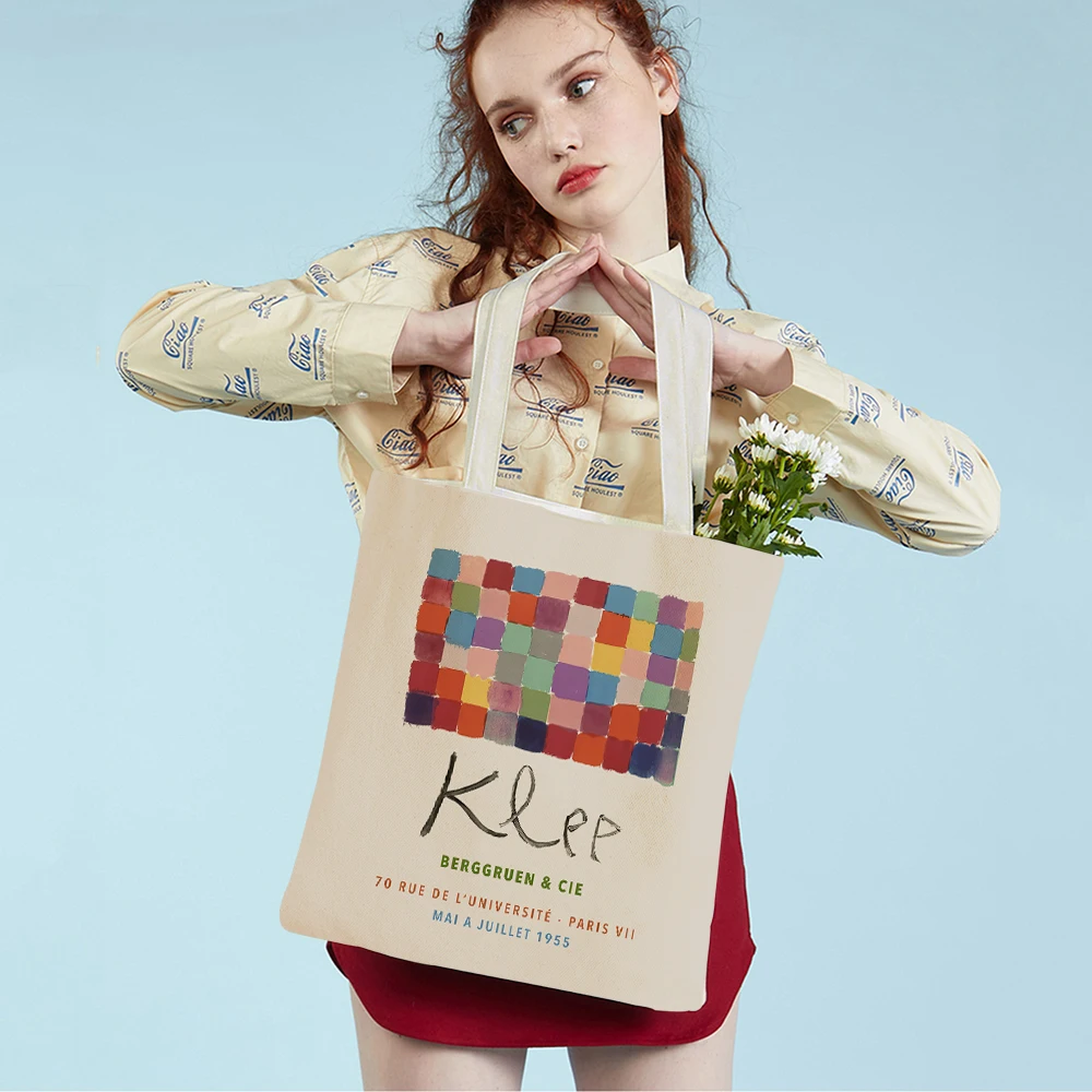 Paul Klee Line Modular Wall Form Art Supermarket Shopper Bag Lady Tote Handbag Casual Canvas Women Shopping Bags